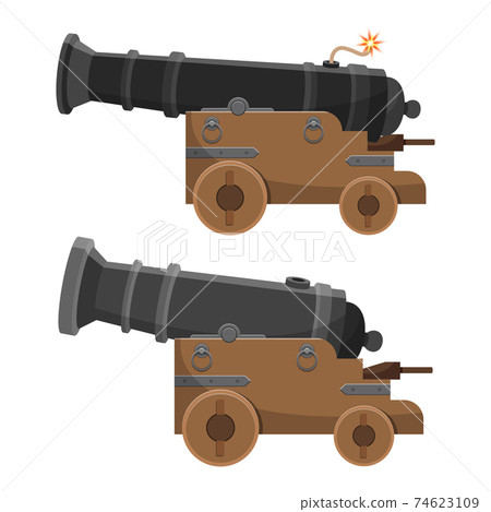 Ancient cannon vector design illustration isolated on white background Ancient cannon vector design illustration isolated on white background 74623109