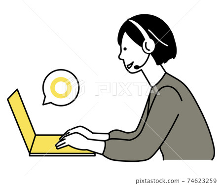 遠程辦公耳機的女人 74623259