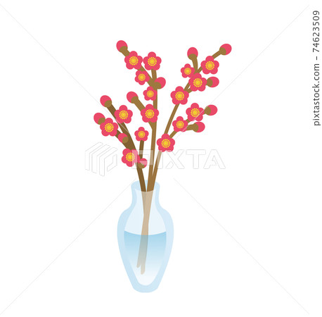 插圖素材：插花的桃花的Hinamatsuri桃花插在花瓶裡 74623509