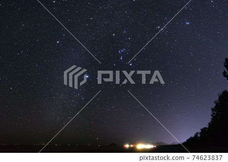 Winter starry sky 74623837