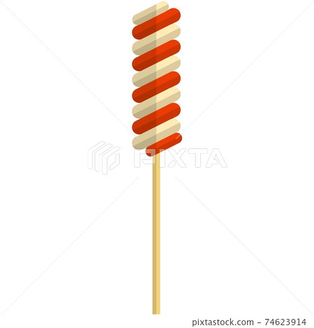 Vector sweet swirled striped lollipop candy on white Vector sweet swirled striped lollipop candy on white 74623914