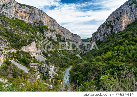 Verdon Gorge, Gorges du Verdon in French Alps, Provence, France Verdon Gorge, Gorges du Verdon in French Alps, Provence, France 74624414
