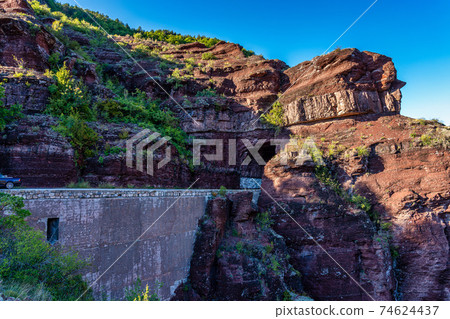 Gorges de Daluis or Chocolate canyon in Provence-Alpes, France. 74624437