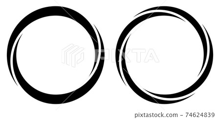 Round circular banner frames, borders, vector hand drawn, circular markers highlighting text 74624839