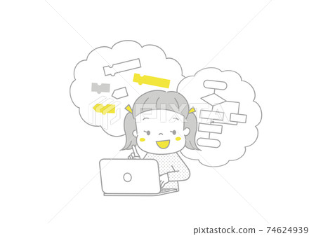 編程學習女孩在筆記本電腦上學習編程 編程學習女孩在筆記本電腦上學習編程 74624939