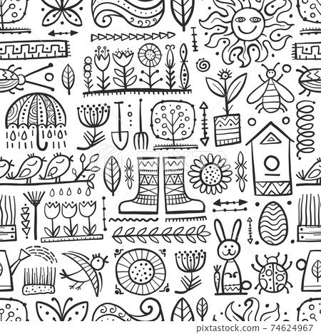 Spring and Gardening Background. Seamless Pattern for your design Spring and Gardening Background. Seamless Pattern for your design 74624967