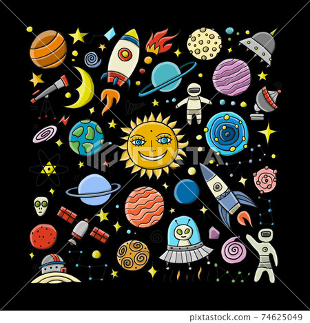 Space Background. Planets of the solar system. Rockets and astronauts Space Background. Planets of the solar system. Rockets and astronauts 74625049