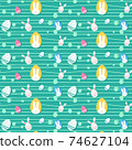 Colorful Easter egg and bunny seamless pattern 74627104