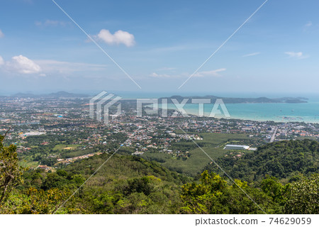 Panoramic view from the hill Big Buddha in Phuket, Thailand 74629059