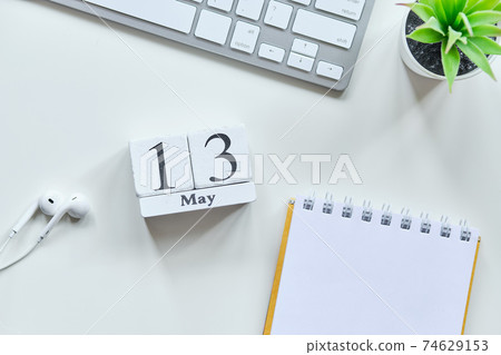 13 thirteenth day May Month Calendar Concept on Wooden Blocks. 74629153