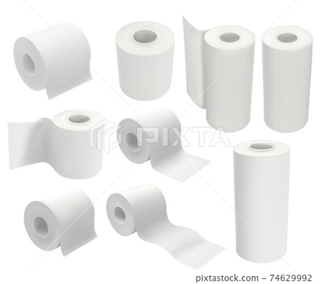 Download Toilet Paper Roll Isolated On White Background Stock Illustration 74629992 Pixta