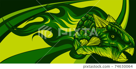 dinosaurus Ankylosaurus head with flames vector illustration design 74630064