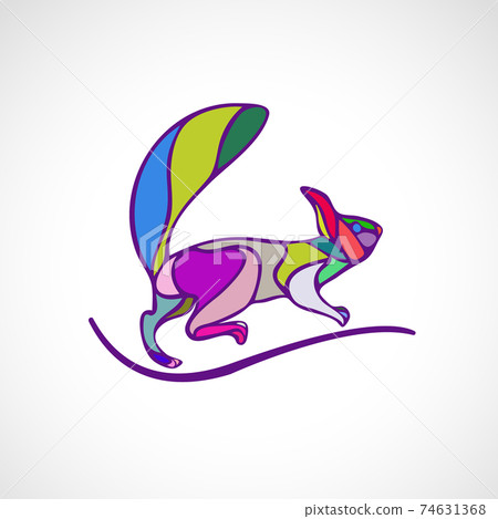 Abstract illustration of squirrel. Outline wavy squirrel vector 74631368