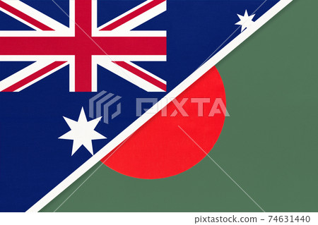 Australia and Bangladesh, symbol of national flags from textile. Australia and Bangladesh, symbol of national flags from textile. 74631440