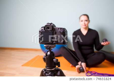 Creating video content with fitness workouts to do at home 74631824