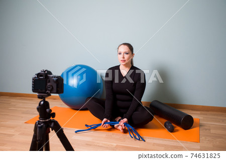 Creating video content with fitness workouts to do at home 74631825