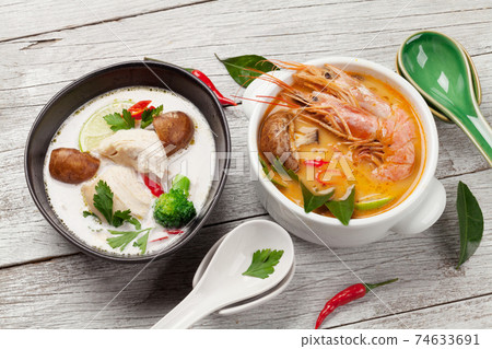 Tom Yum and Tom Kha traditional Thai soups Tom Yum and Tom Kha traditional Thai soups 74633691