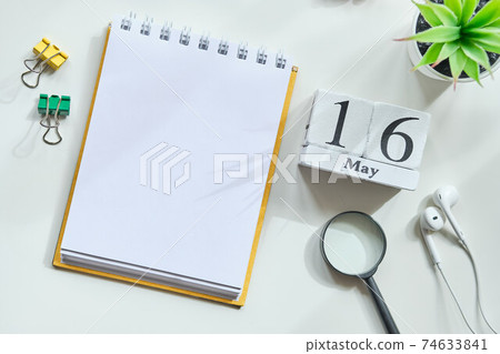 16 sixteenth day May Month Calendar Concept on Wooden Blocks. Copy space. 16 sixteenth day May Month Calendar Concept on Wooden Blocks. Copy space. 74633841