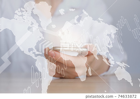 The concept of global business growth around the world on a world map. 74633872