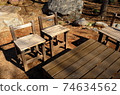 Nostalgic wooden chairs and tables 74634562