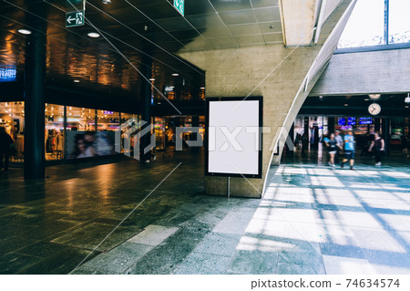 Bus station billboard in rainy night with blank copy space screen for advertising or promotional content, Bus station billboard in rainy night with blank copy space screen for advertising or promotional content, 74634574