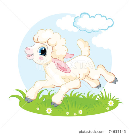 Little cute funny character white lamb vector Little cute funny character white lamb vector 74635143