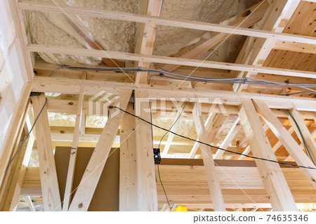 正在建造新的單戶住宅的場地（電線） 74635346