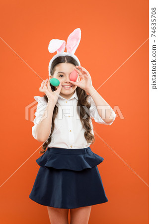 Easter Eggs - Recipes and Cooking. small girl child  74635708