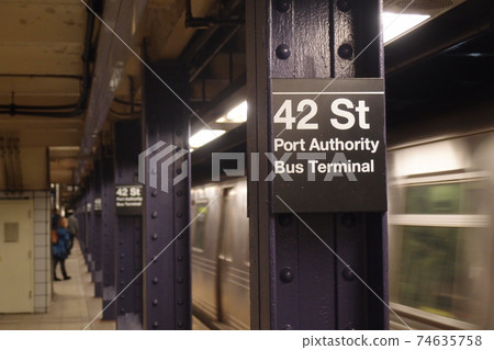 42 St sign at 42nd Street station 42 St sign at 42nd Street station 74635758
