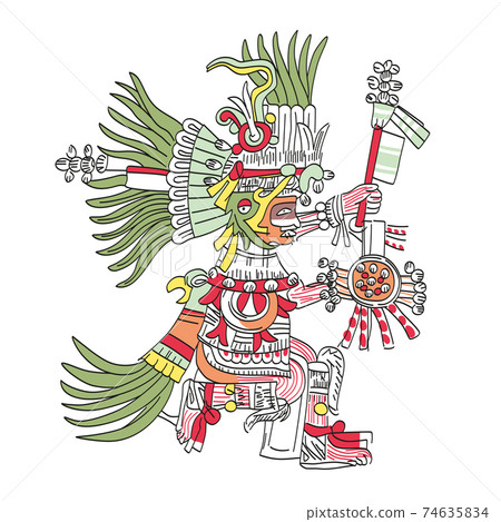 Huitzilopochtli, Aztec god, as depicted in... - Stock Illustration ...
