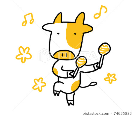 Cow waving maracas 74635883