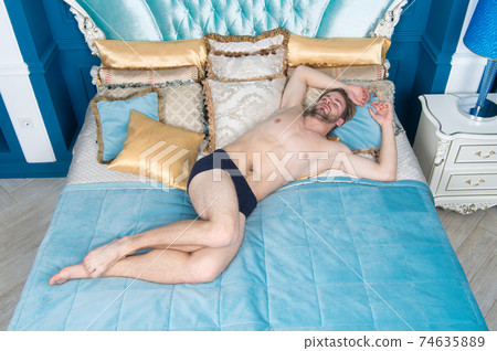 He needs more sleep. Sleeping man in morning. He needs more sleep. Sleeping man in morning. 74635889