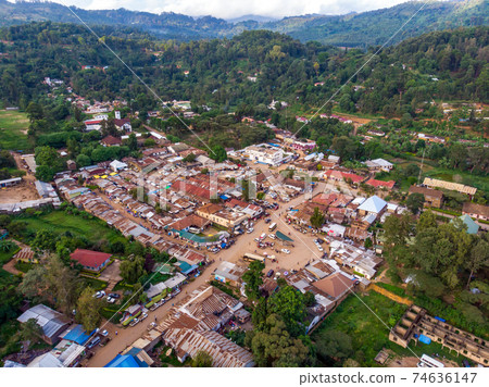Aerial Drone Shot of Lushoto village in Usambara Mountains. Remote Place in Tanga Province, Tanzania, Africa Aerial Drone Shot of Lushoto village in Usambara Mountains. Remote Place in Tanga Province, Tanzania, Africa 74636147