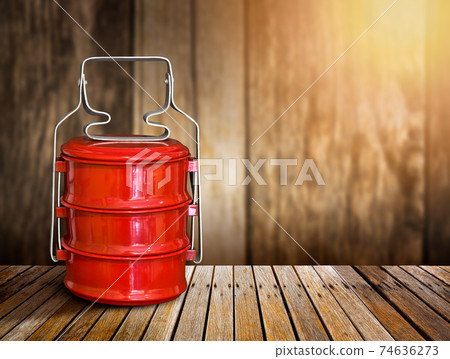 Red vintage tiffin carrier Red vintage tiffin carrier 74636273