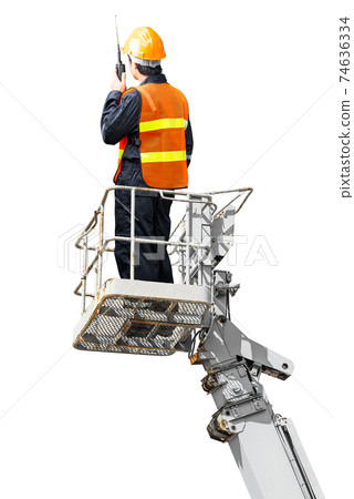 Engineer man in cabin basket 74636334
