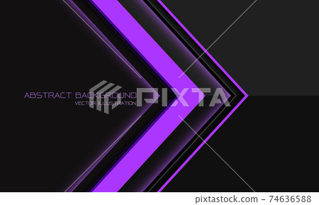 Abstract violet neon light arrow direction geometric on grey metallic with blank space design modern futuristic background vector illustration. 74636588