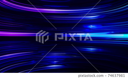 Horizontal liquid magic lines shimmer in a smooth bend. Abstract computer generated background, 3d rendering 74637981