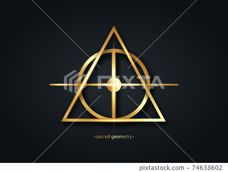 Alchemical cross, Sacred Geometry gold logo icon, primitive geometric shapes. Alchemy esoteric symbols. Golden luxury line art vector divine meditative amulet isolated on black background Alchemical cross, Sacred Geometry gold logo icon, primitive geometric shapes. Alchemy esoteric symbols. Golden luxury line art vector divine meditative amulet isolated on black background 74638602