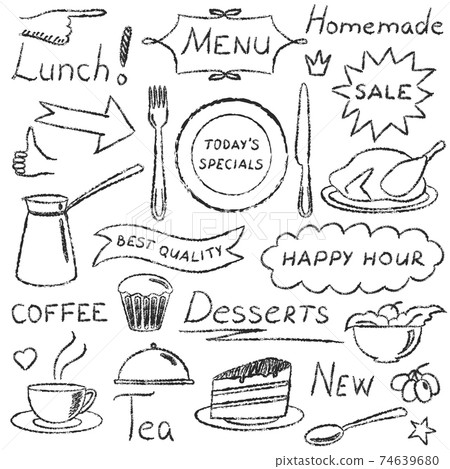 Hand drawn menu elements set Hand drawn menu elements set 74639680