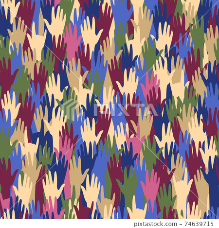 Seamless pattern with multicolored hands Seamless pattern with multicolored hands 74639715