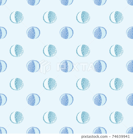 Children seamless sport pattern with blue beach ball elements. Light background. Activity equipment print. 74639941