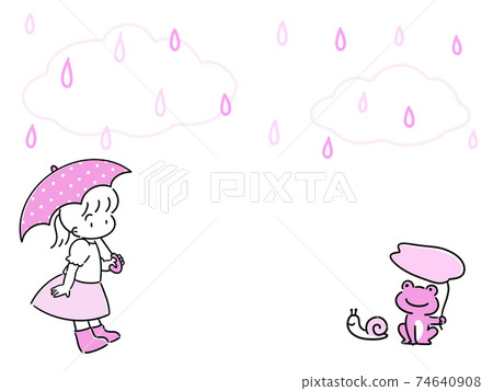 雨傘，青蛙，蝸牛和雨幀的女孩 74640908