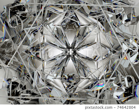 Gemstone diamond or shiny glass triangular texture kaleidoscope Gemstone diamond or shiny glass triangular texture kaleidoscope 74642804