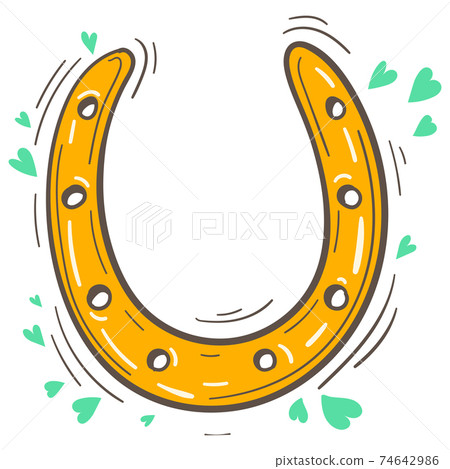 Saint Patrick's Day hand drawn graphic illustration. Horseshoe 74642986
