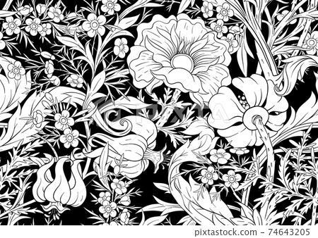 Floral Seamless pattern, background with In art nouveau style 74643205