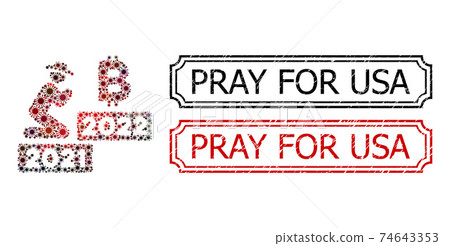 Pray for USA Distress Badges with Notches and Gentleman Pray Bitcoin 2022 Collage of Covid Virus Icons Pray for USA Distress Badges with Notches and Gentleman Pray Bitcoin 2022 Collage of Covid Virus Icons 74643353