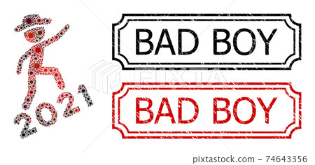 Bad Boy Distress Seals with Notches and Gentleman Climbing 2021 Mosaic of Coronavirus Icons 74643356