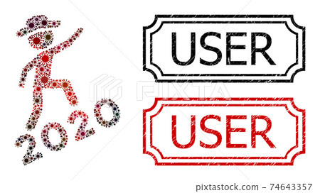 User Textured Rubber Stamps with Notches and Gentleman Climbing 2020 Mosaic of Covid Icons 74643357