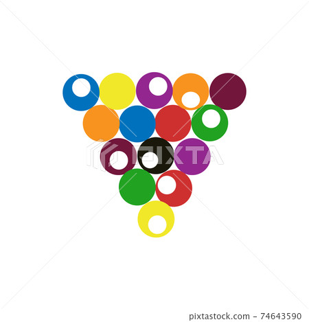 Billiard ball sport vector illustration pool game sphere icon. Round billiard ball isolated white snooker set gambling design. Circle equipment colorful icon top view. Hobby object glossy sport design 74643590