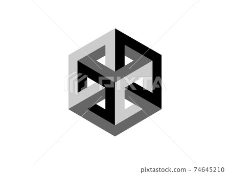 Optical illusion, Impossible cube, isometric drawing. Logo Abstract Infinite impossible loop vector design template. logotype. Creative cube line art concept. Vector isolated on white background Optical illusion, Impossible cube, isometric drawing. Logo Abstract Infinite impossible loop vector design template. logotype. Creative cube line art concept. Vector isolated on white background 74645210